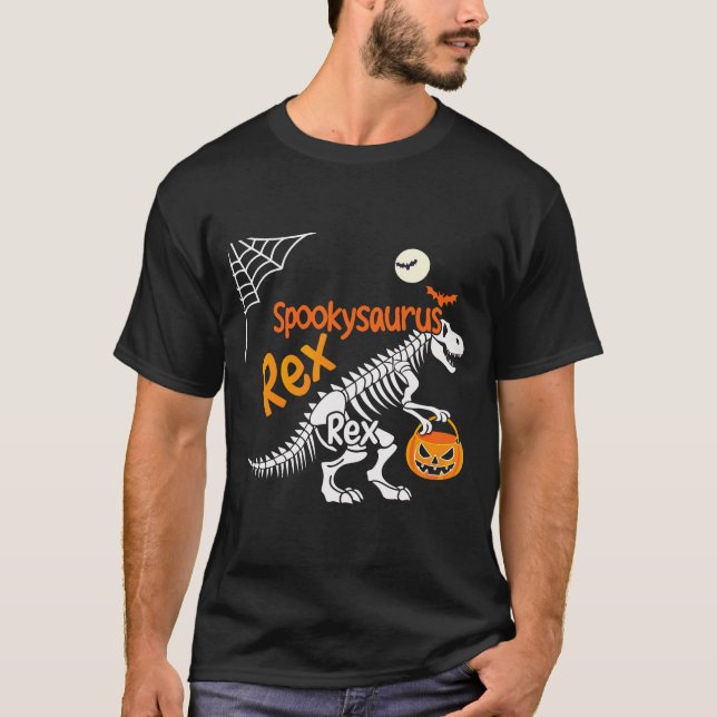 T-shirt Spookysaurus Rex Halloween T-Rex Skeleton (Devant)