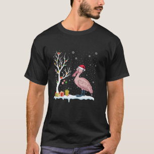 T-shirt Spoonbill Santa Hat Festif Arbre Lumière Noël P