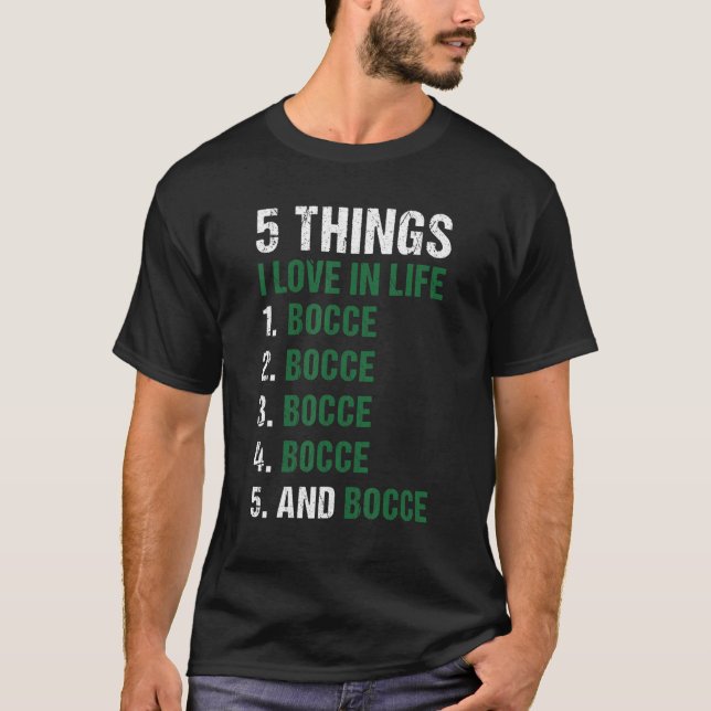 T-shirt Sport 5 choses que j'aime dans la vie Bocce (Devant)