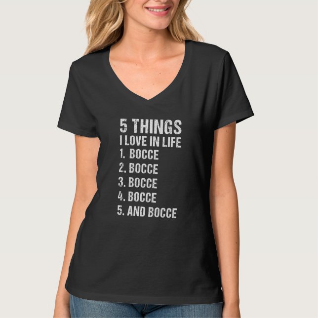 T-shirt Sport 5 Things I Love In Life Bocce Premium (Devant)