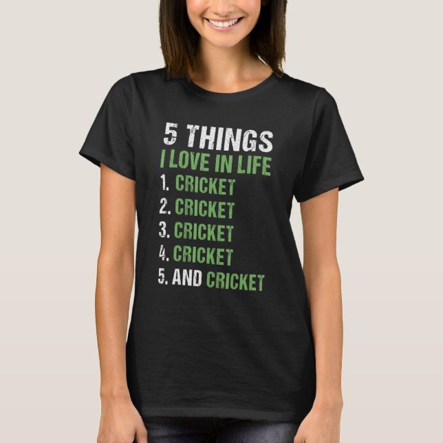 T-shirt Sport 5 Things I Love In Life Cricket_1 (Devant)
