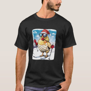 T-shirt Sport d'hiver cool pour pente et poule avec skis B
