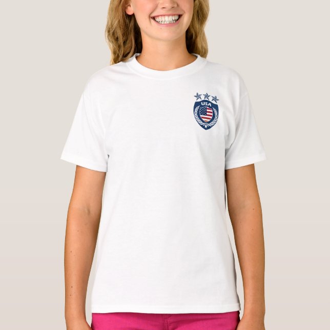 T-shirt sport Jersey Girls Ringer personnalisé USA (Devant)