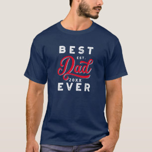 T-shirt Sport Style Red & Navy Emblème Meilleur papa