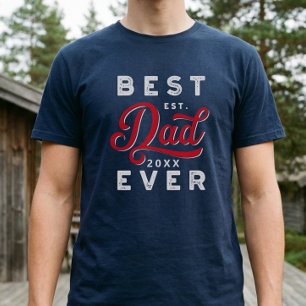 T-shirt Sport Style Red & Navy Emblème Meilleur papa