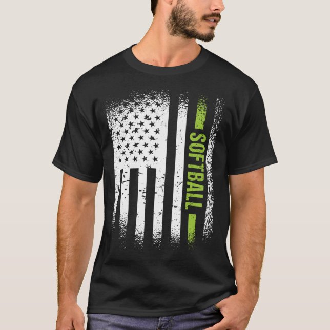 T-shirt Sport Us Drapeau Softball (Devant)
