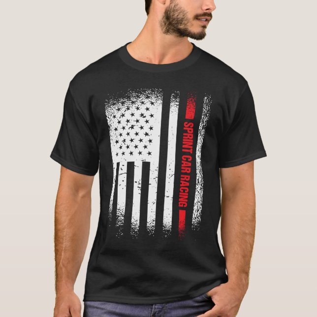 T-shirt Sport Us Drapeau Sprint Voiture Course 2 (Devant)
