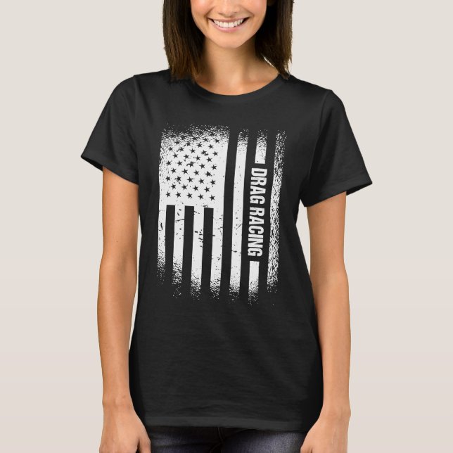 T-shirt Sport Us Flag Drag Racing 6 (Devant)