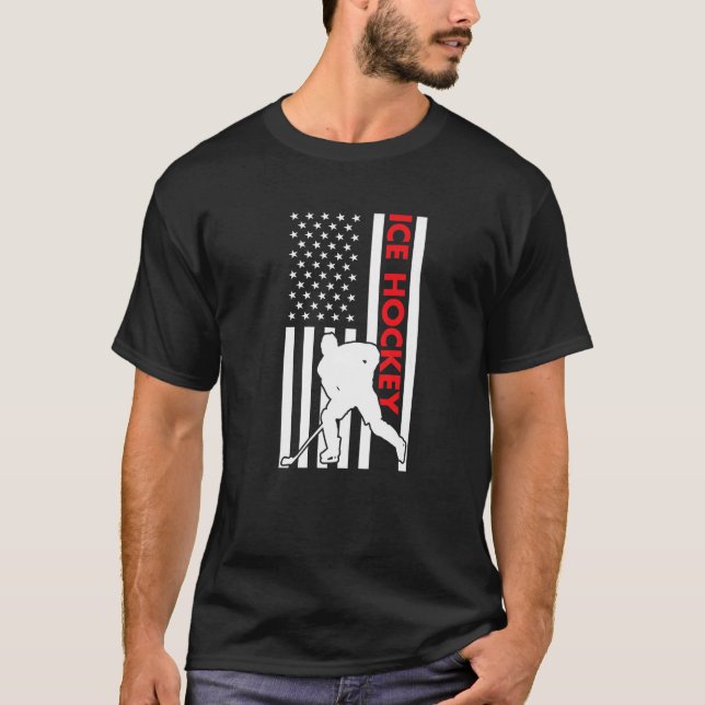 T-shirt Sport Us Flag Ice Hockey Premium (Devant)