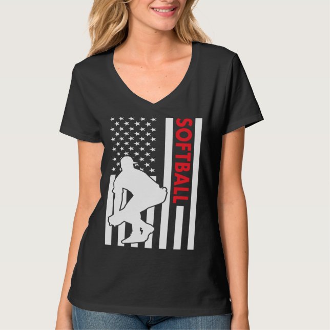 T-shirt Sport Us Flag Softball (Devant)