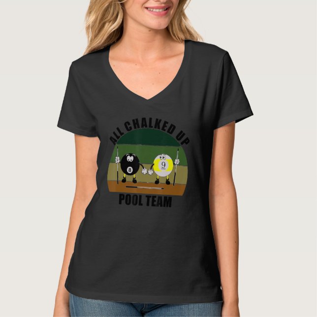 T-shirt Sports de queue Billard Équipe de pool toute craie (Devant)