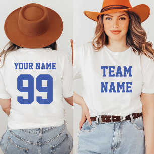 T-shirt Sports Soccer Baseball Team Front Back Nom Numéro