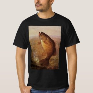 T-shirt Sports vintages Pêche, Poisson Brown à grande bouc