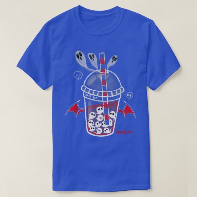 T-shirt Sposcène Ghos-Tea Éffrayant Boba Emo Goth Alt Red (Design devant)