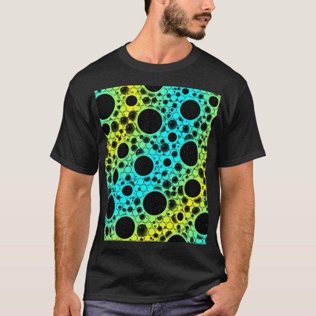 T-shirt Spots de bulles spatiales - Cyan/Jaune (Devant)