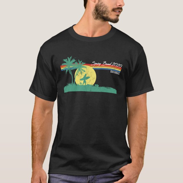 T-shirt Spring Break 2020 Bahamas Retro 80s Beach (Devant)