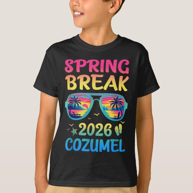 T-shirt Spring Break Cozumel 2026 Vacation Trip Sungles  (Devant)
