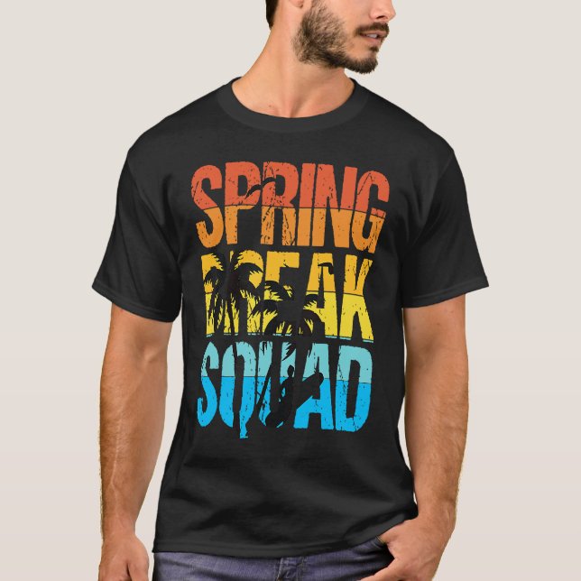 T-shirt Spring Break Squad Beach Surfer Palm Tree Artwork (Devant)