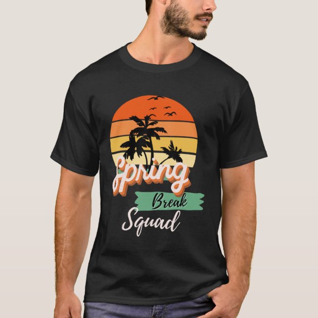 T-shirt Spring Break Squad Retro Palm Trees Family Beach V (Devant)