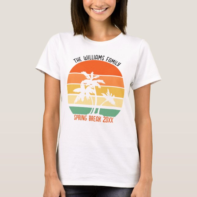 T-shirt Spring Break Trip Beach Sunset Custom Family (Devant)