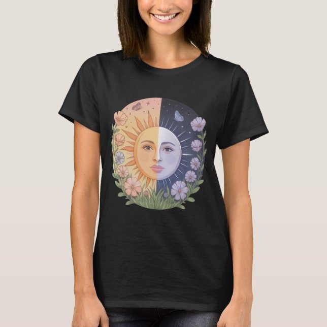 T-shirt Spring Equinox Harmony – Sun & Moon Balance Nature (Devant)
