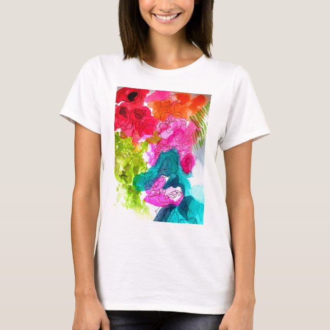 T-shirt Spring Flowers watercolour abstract (Devant)