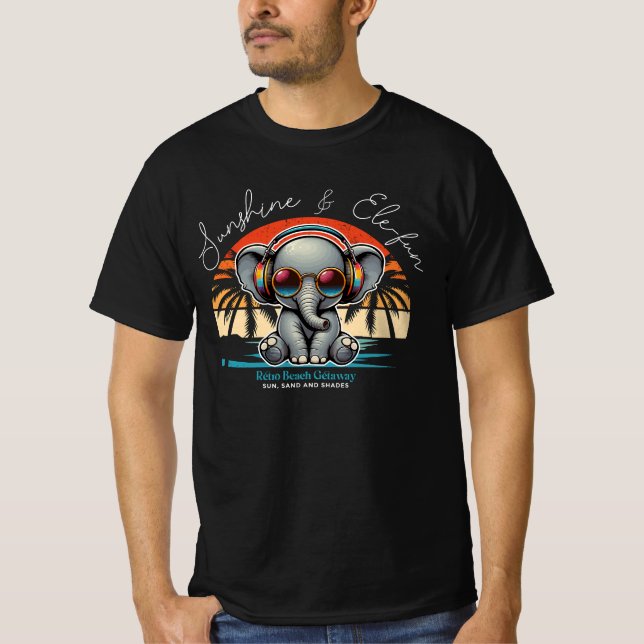 T-shirt Spring Sunshine and Ele-fun Retro Beach Getaway (Devant)