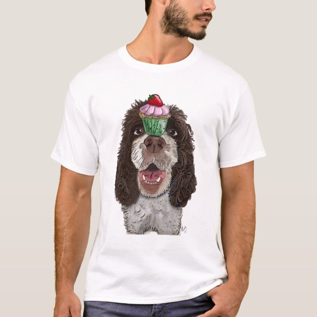 T-shirt Springer Spaniel avec Cupcake (Devant)