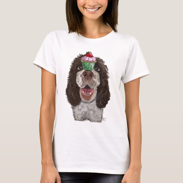 T-shirt Springer Spaniel with Cupcake (Devant)
