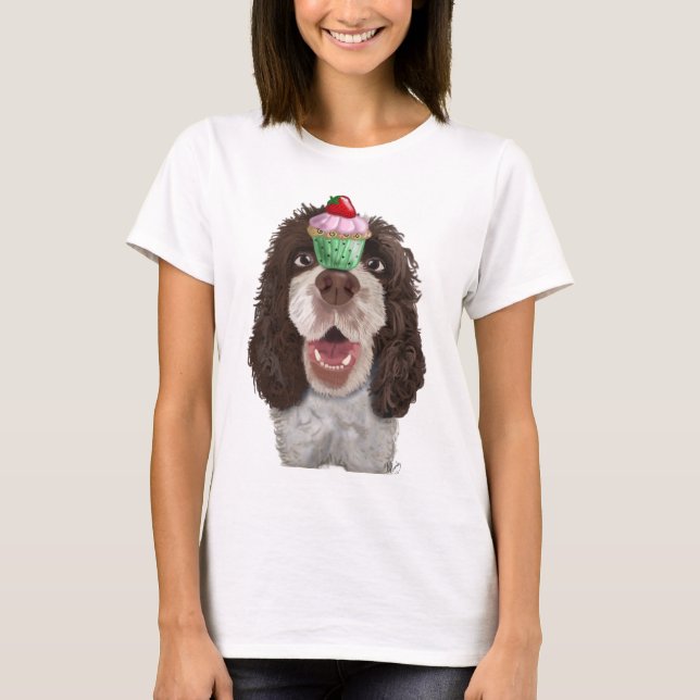 T-shirt Springer Spaniel with Cupcake 2 (Devant)