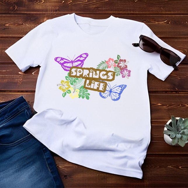 T-shirt Springs Saison de vie Couleur Fleurs et Papillon (Créateur téléchargé)