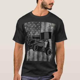T-shirt Sprint Voiture Racing Black Grey American Drapeau 