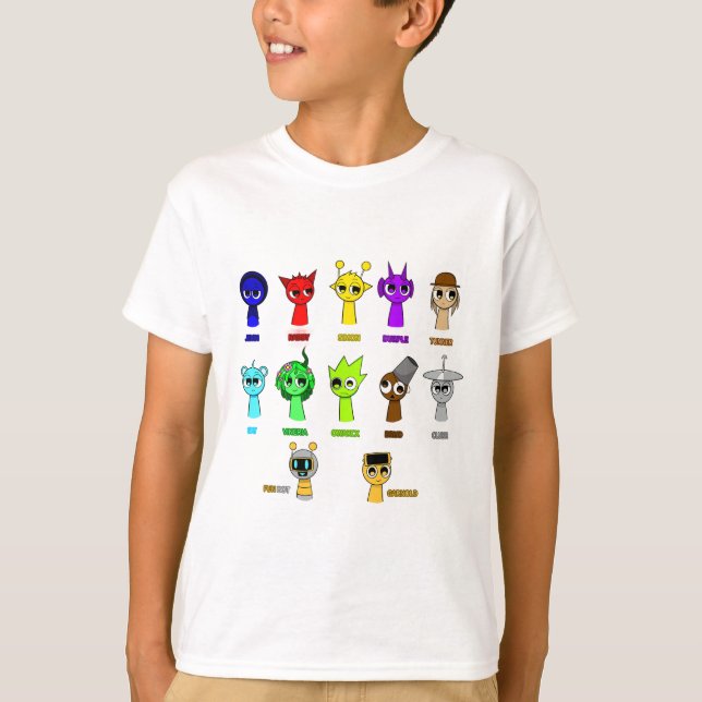 T-shirt Sprunki - Simon Oren Funbot Pinki Wenda Jevin (Devant)