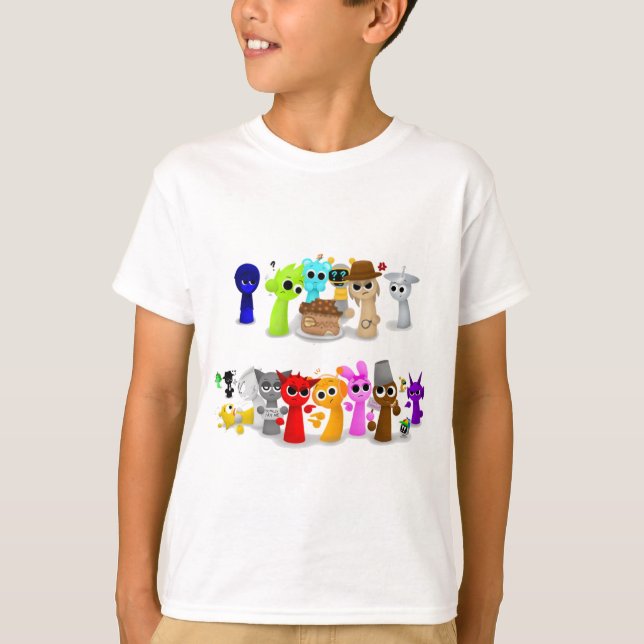 T-shirt Sprunki Sprunky Simon Oren Funbot Pinki Wend en 3D (Devant)