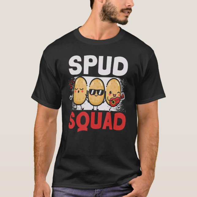 T-shirt Spud Squad Potato Frites Végétaliennes Véganes Tat (Devant)