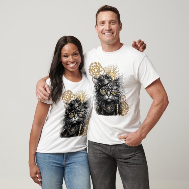 T-shirt Spunky Paws Le Chat Steampunk Funky  (Unisexe)