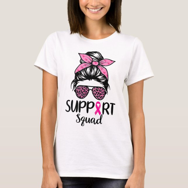 T-shirt Squad Chignon Débraillé Léopard Rose Sensibilisati (Devant)