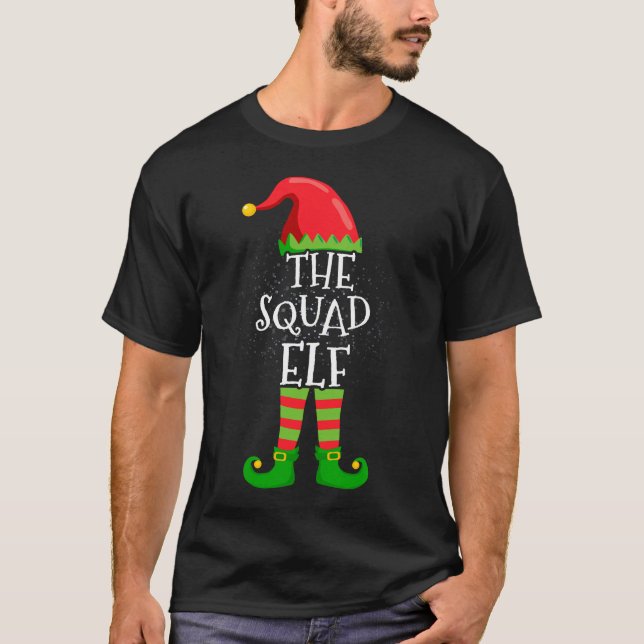 T-shirt Squad Elf Famille Correspondant Groupe de Noël Drô (Devant)
