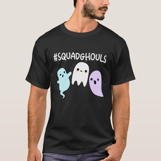 T-shirt Squad Ghouls Drôle Halloween Fantôme Pun Dark BG (Devant)