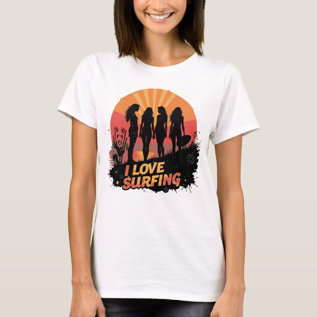 T-shirt Squad Girls Ilove Surfing Island Cute Sea (Devant)