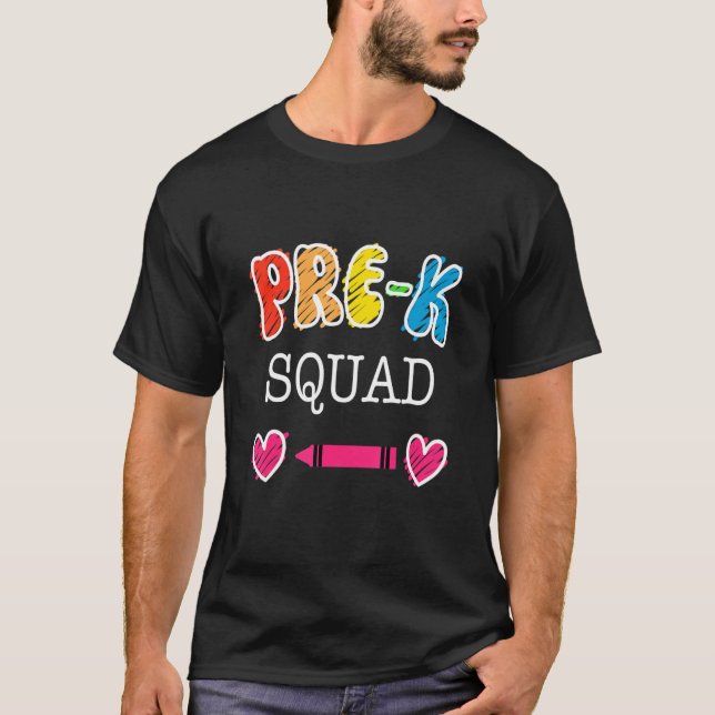 T-shirt Squad Pré K Retourner À L'École (Devant)