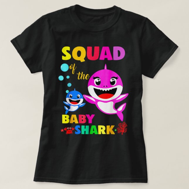 T-shirt Squad Shark Squad Shark Famille de requins Fête de (Design devant)