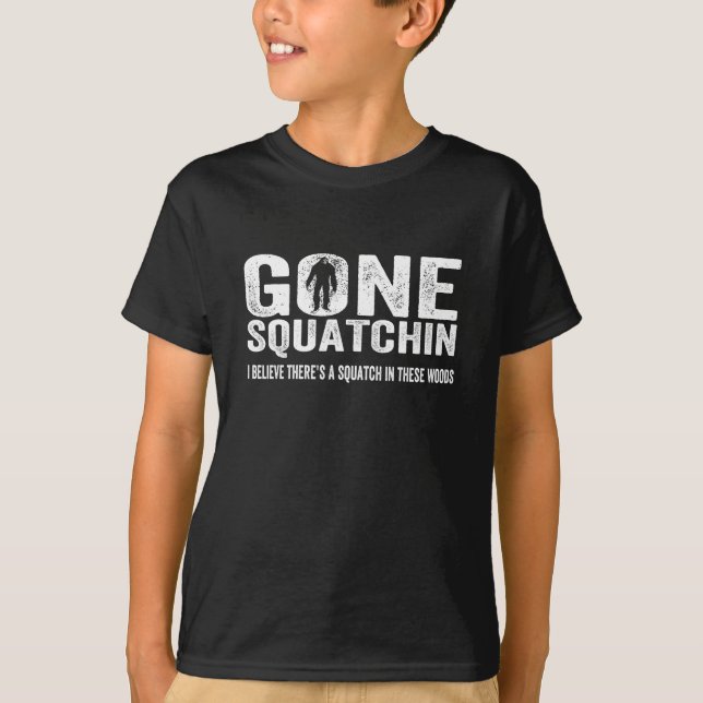 T-shirt Squatchin allé (affligé) Squatch en ces bois (Devant)