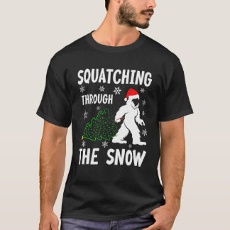 T-shirt Squatching Through the Snow - Bigfoot Christmas Sa