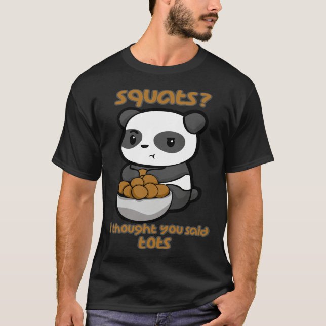 T-shirt Squats Panda Bear Foodie Tater Tots Gym Fitness Wo (Devant)