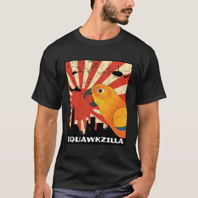 T-shirt Squawk Zilla Sun Conure Parrot Squawaii (Devant)