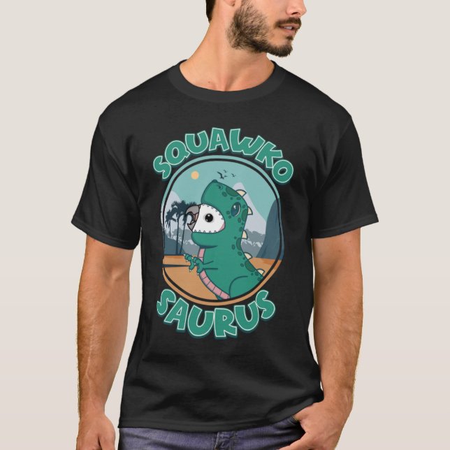 T-shirt Squawkosaurus Rex Parrot I Blanc visage Gray Cocka (Devant)