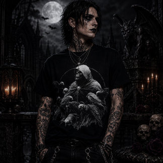 T-shirt Squelette à capuchon avec oiseaux