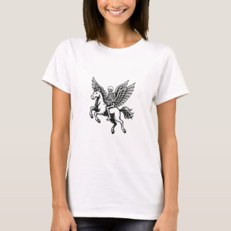 T-Shirt Squelette à Cheval sur un Cheval Ailé