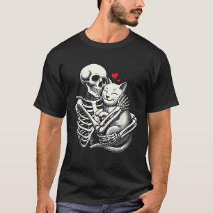 T-shirt Squelette Accrocher Chat Halloween Chats Lover Cha